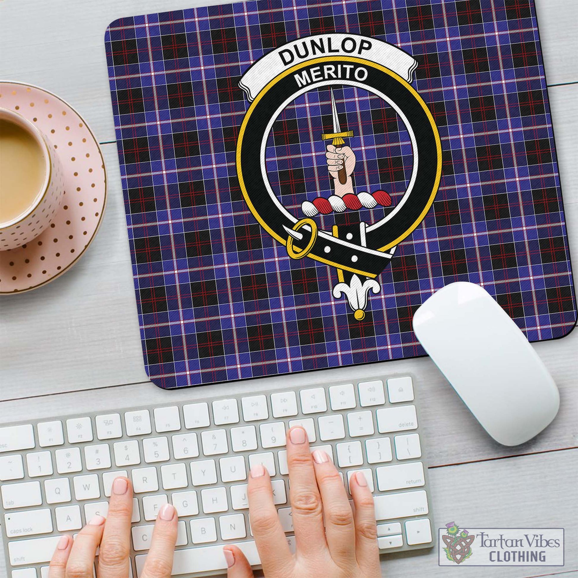 Tartan Vibes Clothing Dunlop Modern Tartan Mouse Pad with Family Crest