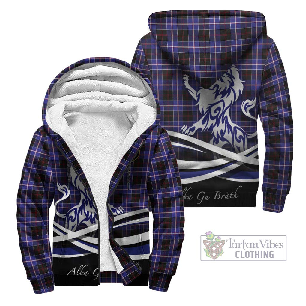 Dunlop Modern Tartan Sherpa Hoodie with Alba Gu Brath Regal Lion Emblem Unisex - Tartanvibesclothing Shop