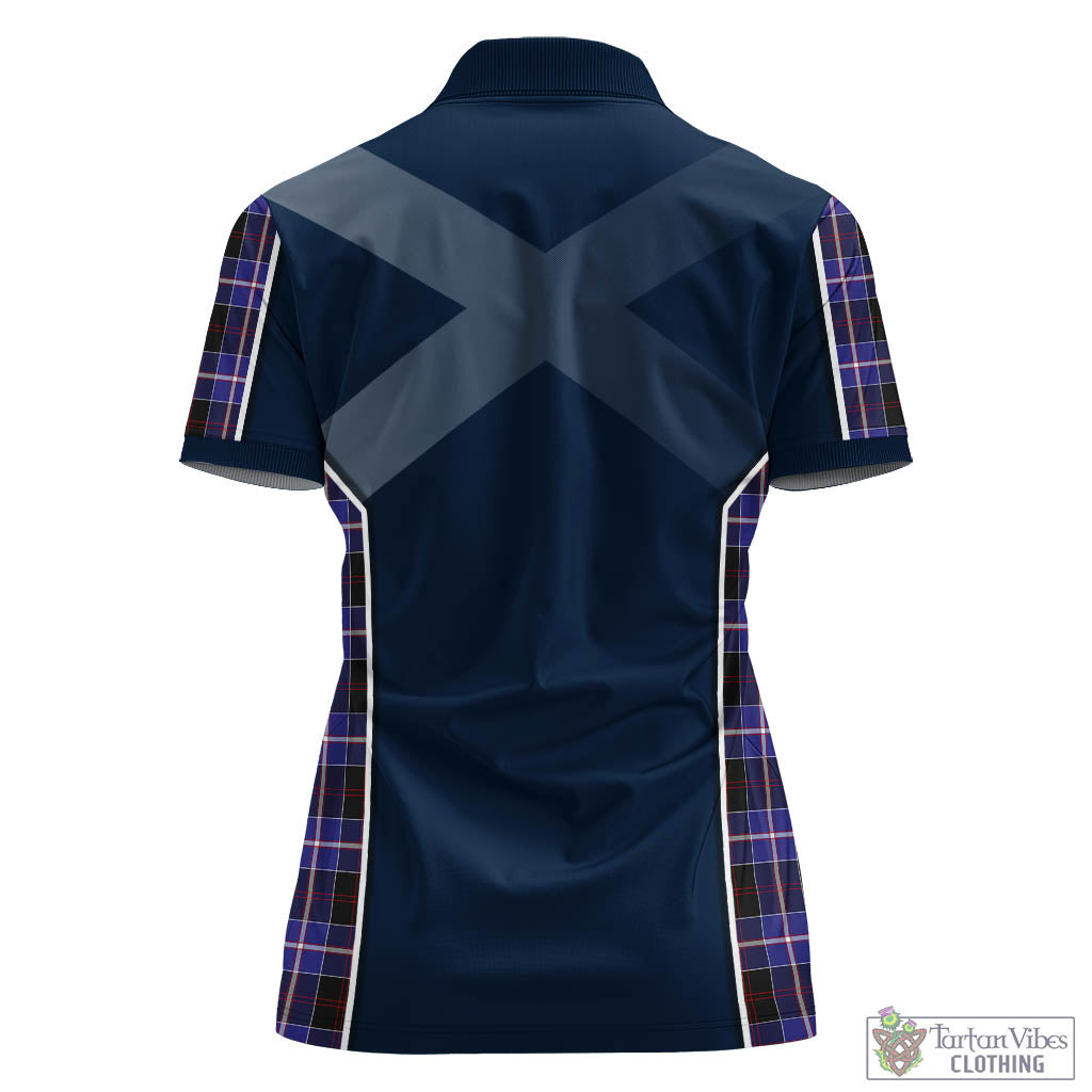Tartan Vibes Clothing Dunlop Modern Tartan Women's Polo Shirt with Family Crest and Scottish Thistle Vibes Sport Style