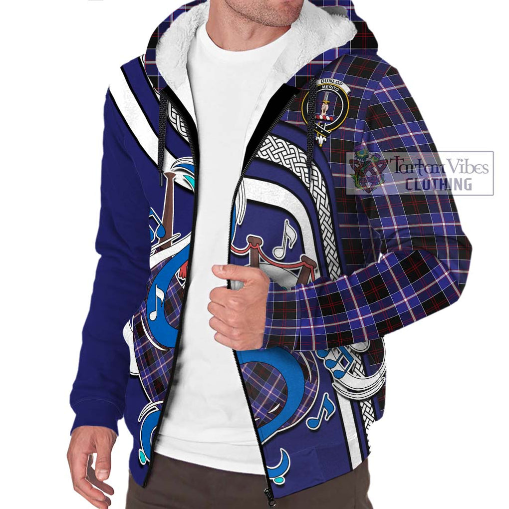 Dunlop Modern Tartan Sherpa Hoodie with Epic Bagpipe Style Unisex - Tartanvibesclothing Shop