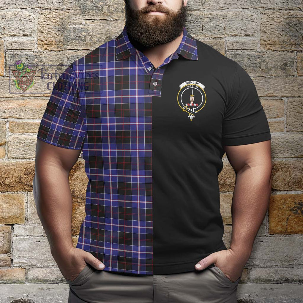 Dunlop Modern Tartan Polo Shirt with Family Crest and Half Of Me Style - Tartanvibesclothing Shop