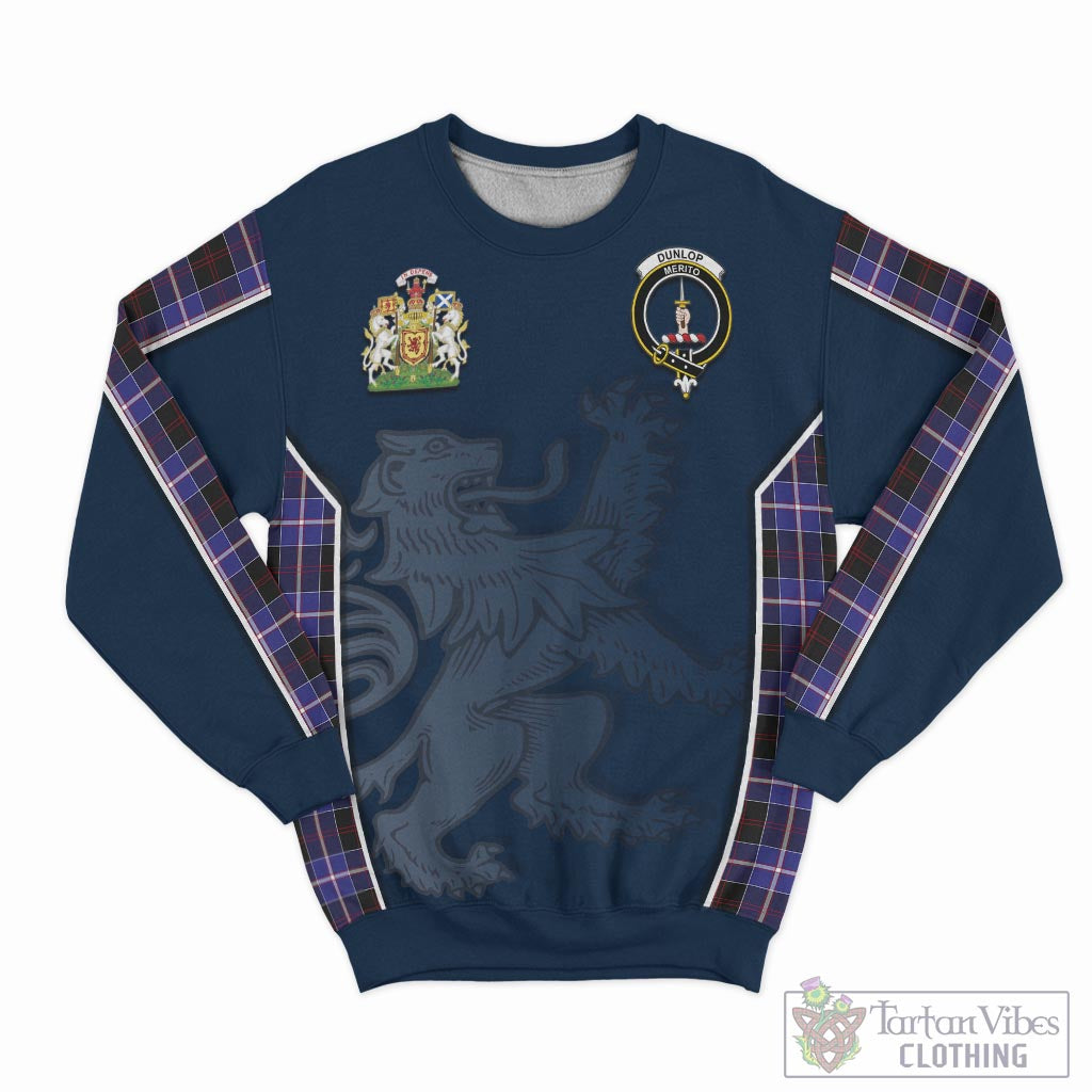 Tartan Vibes Clothing Dunlop Modern Tartan Sweater with Family Crest and Lion Rampant Vibes Sport Style