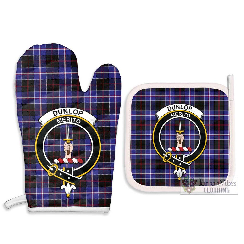 Dunlop Modern Tartan Combo Oven Mitt & Pot-Holder with Family Crest Combo 1 Oven Mitt & 2 Pot-Holder White - Tartan Vibes Clothing