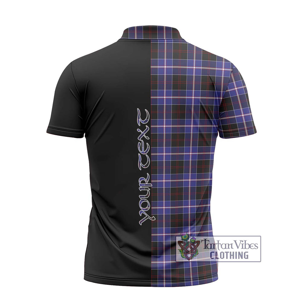 Dunlop Modern Tartan Zipper Polo Shirt with Family Crest and Half Of Me Style - Tartanvibesclothing Shop