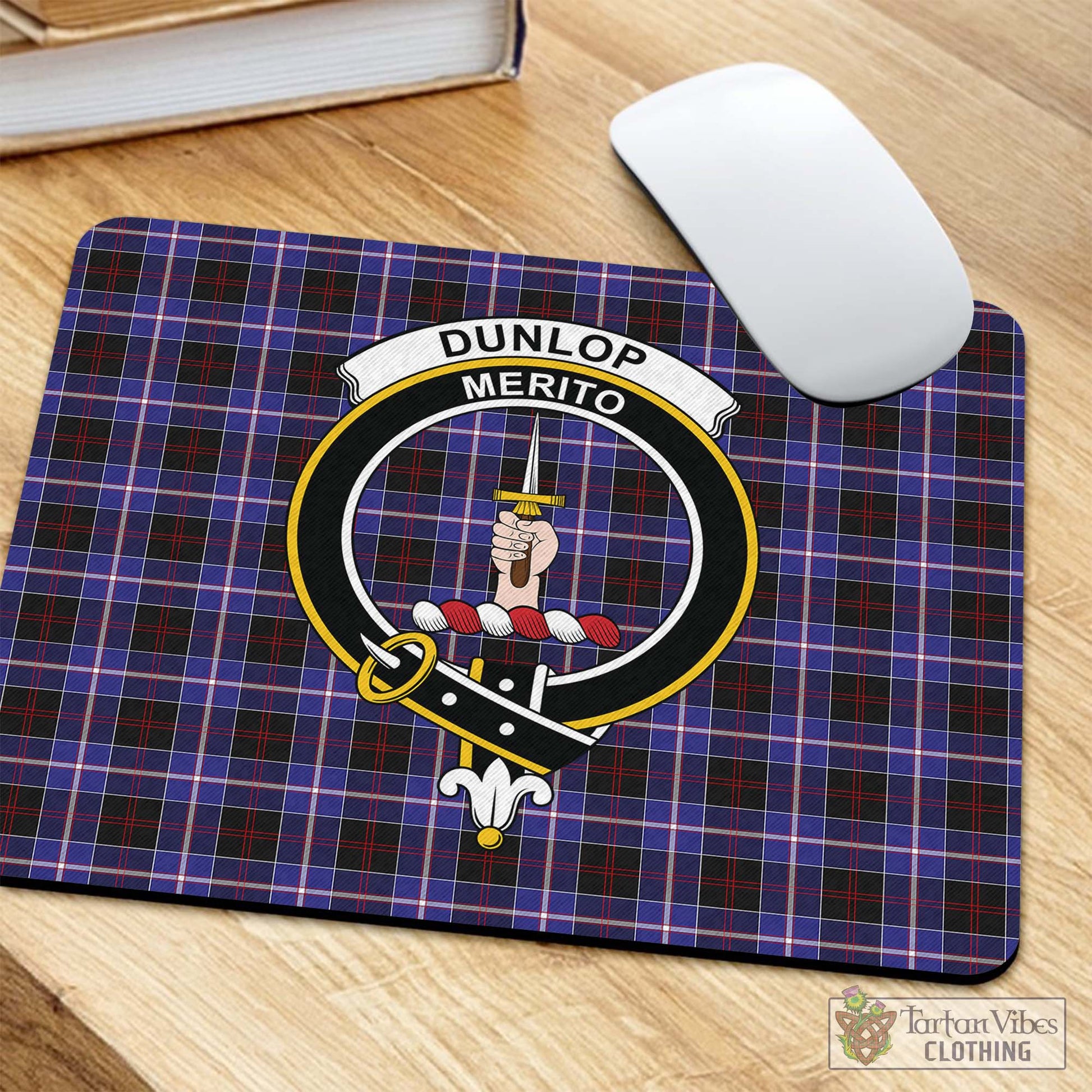 Tartan Vibes Clothing Dunlop Modern Tartan Mouse Pad with Family Crest