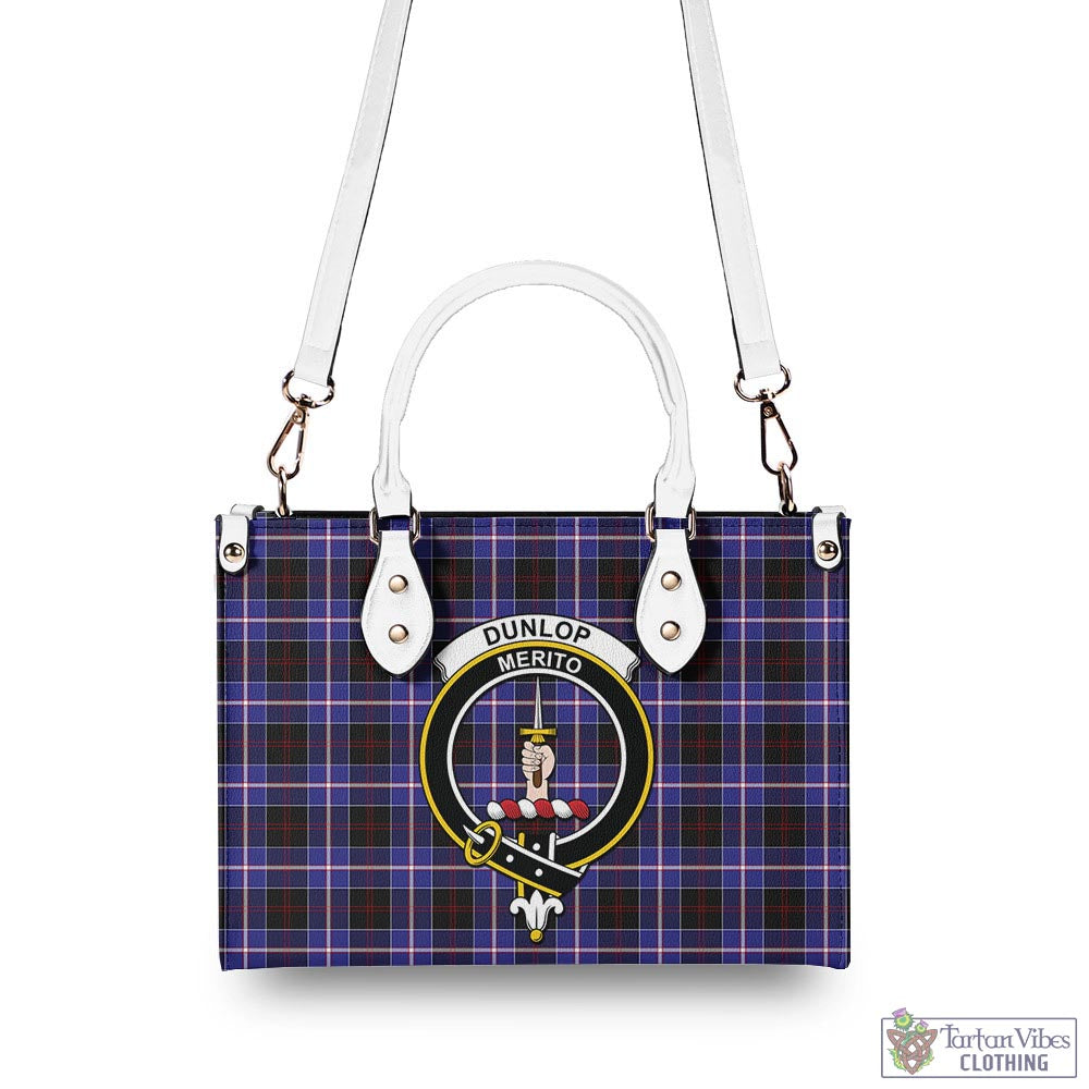 Tartan Vibes Clothing Dunlop Modern Tartan Luxury Leather Handbags with Family Crest