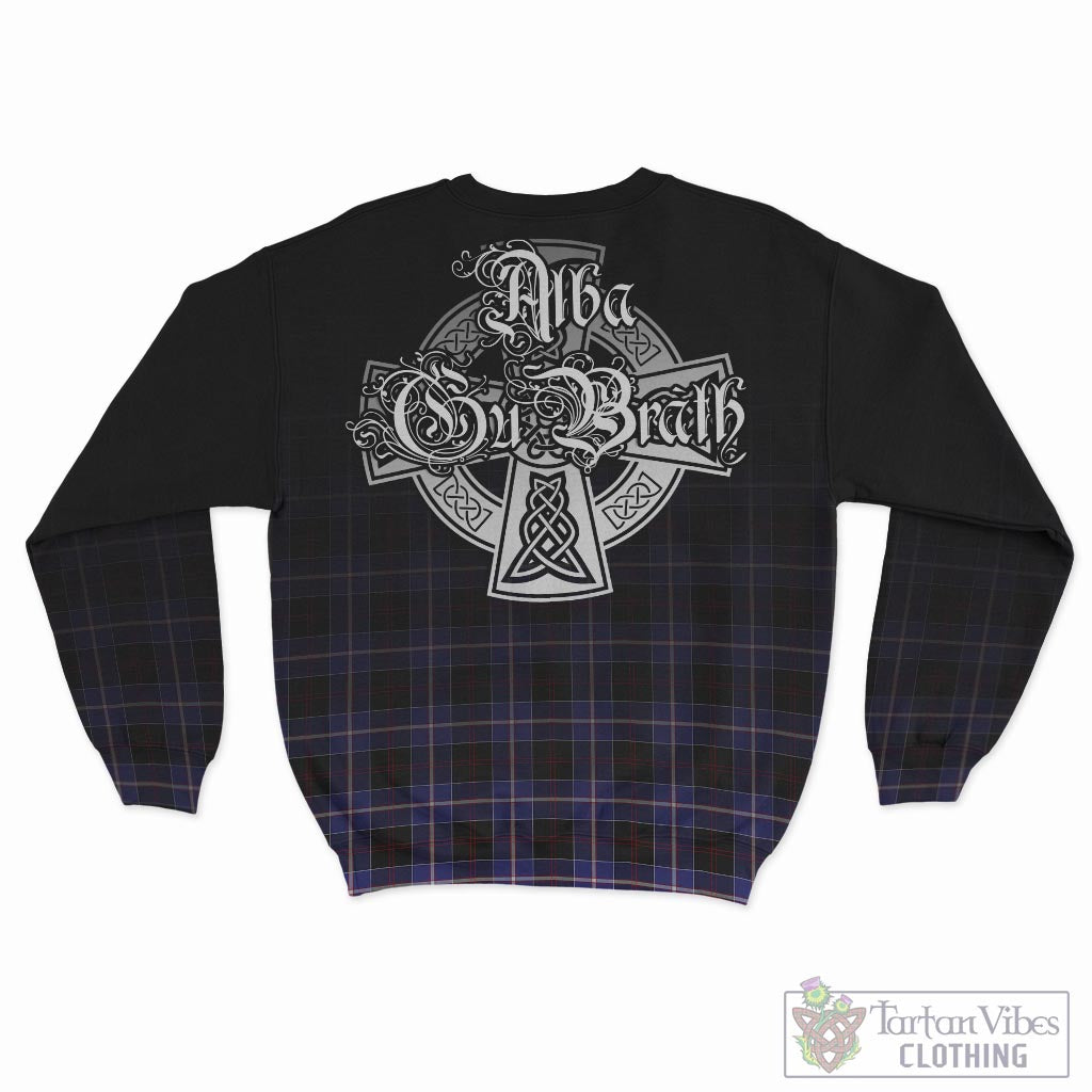 Tartan Vibes Clothing Dunlop Modern Tartan Sweatshirt Featuring Alba Gu Brath Family Crest Celtic Inspired