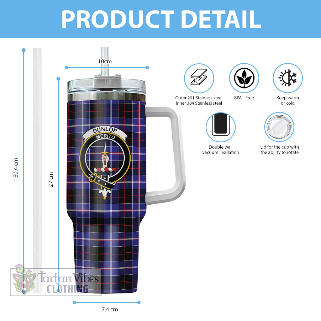 Tartan Vibes Clothing Dunlop Modern Tartan and Family Crest Tumbler with Handle