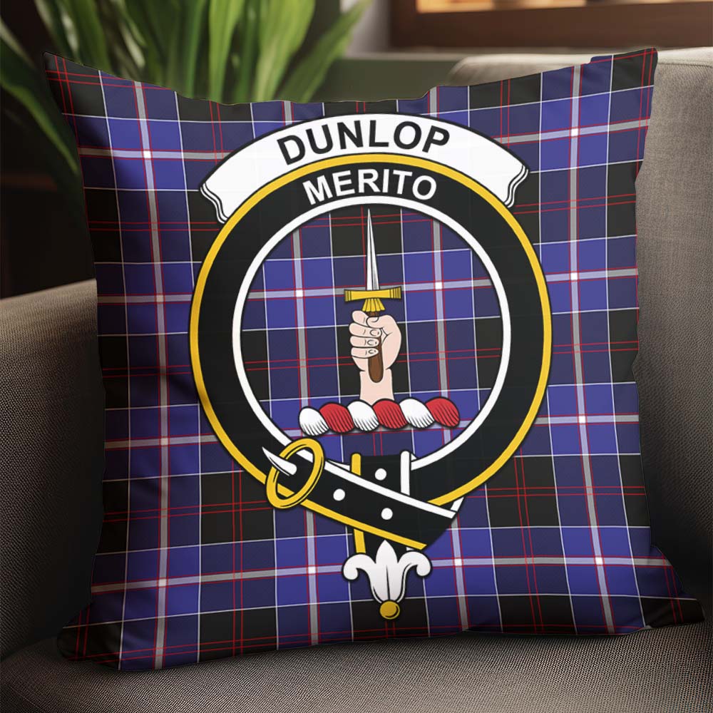 Dunlop Modern Tartan Pillow Cover with Family Crest - Tartanvibesclothing