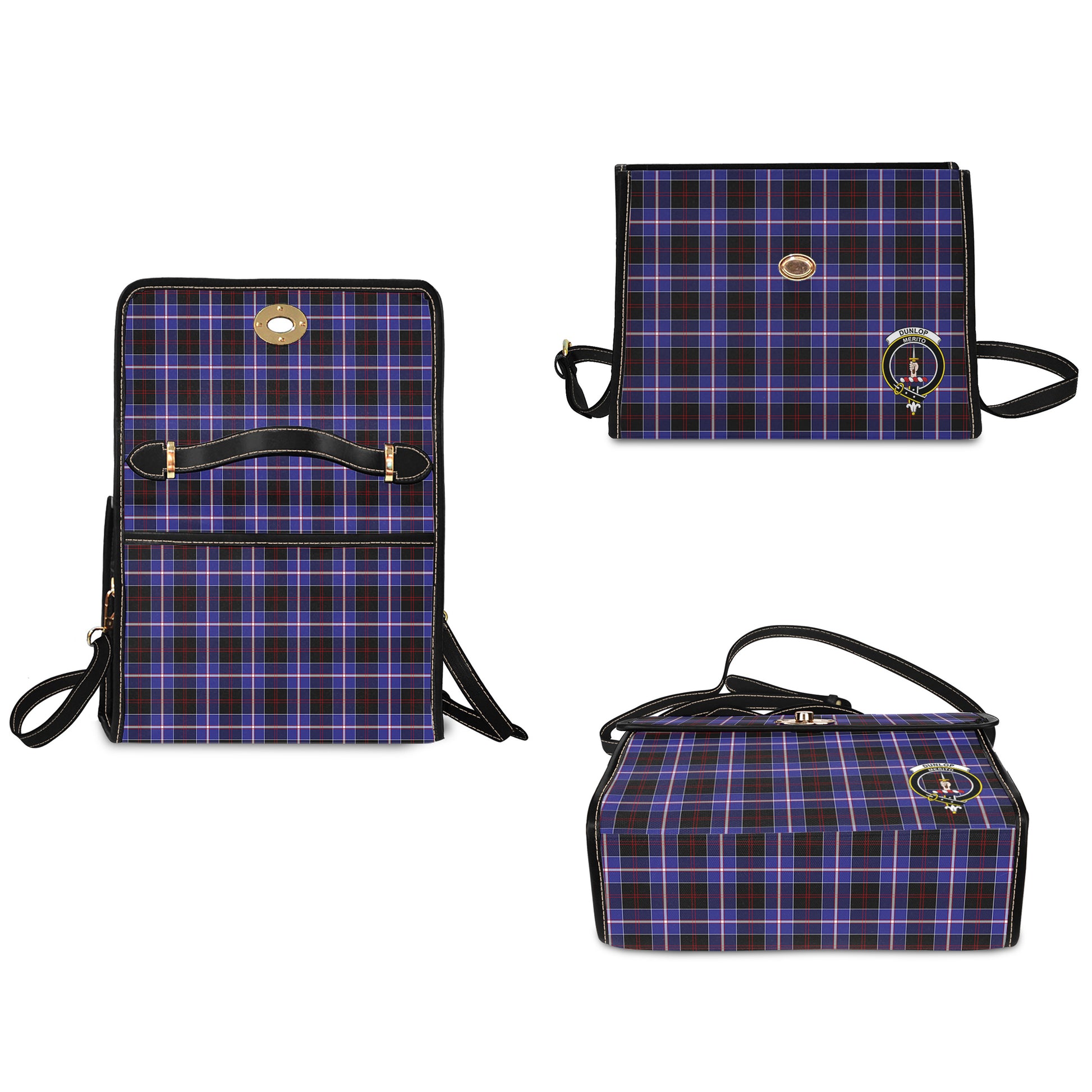 dunlop-modern-tartan-leather-strap-waterproof-canvas-bag-with-family-crest