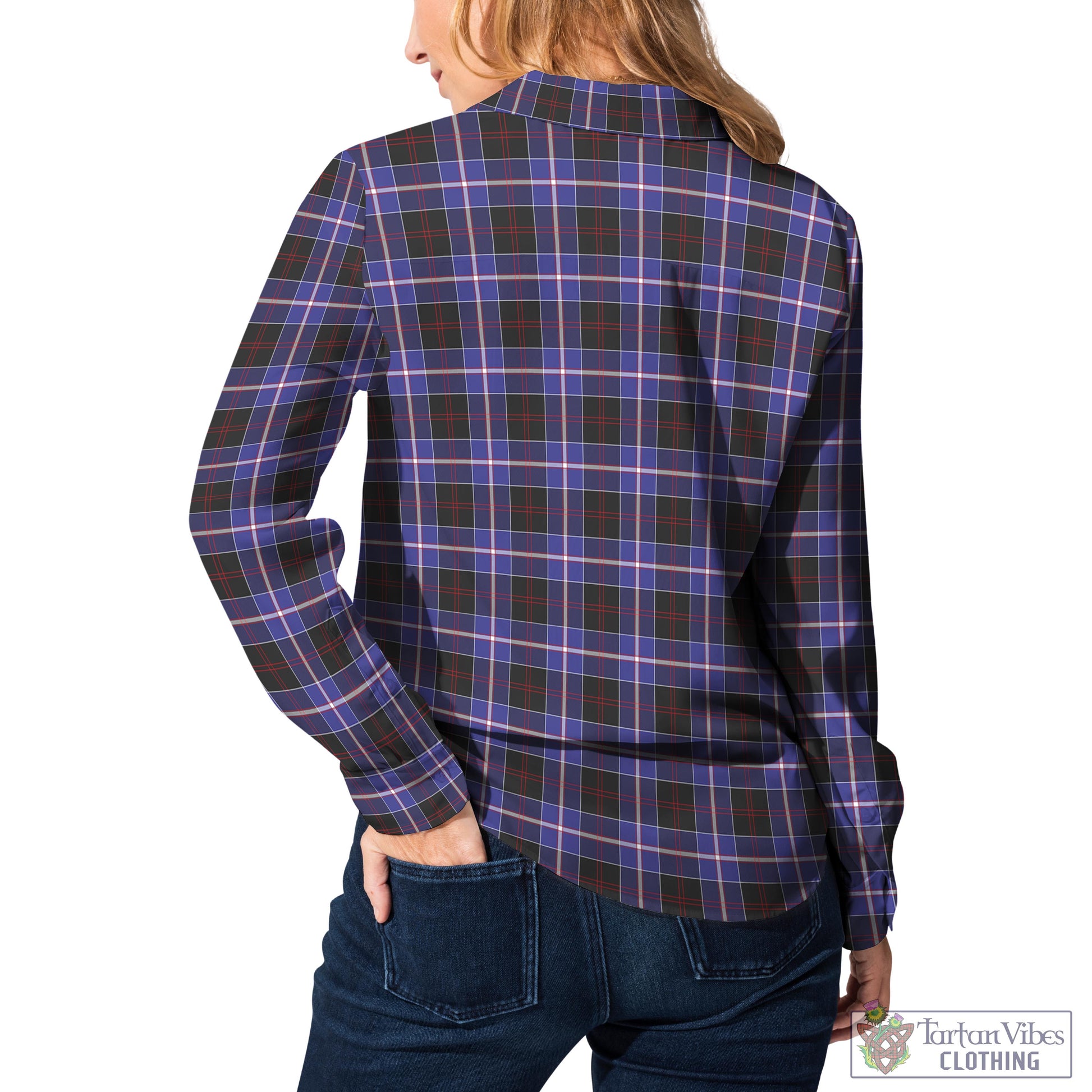 Tartan Vibes Clothing Dunlop Modern Tartan Womens Casual Shirt with Family Crest