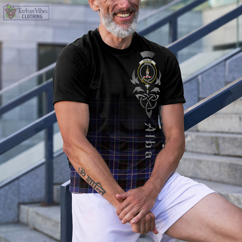 Tartan Vibes Clothing Dunlop Modern Tartan T-Shirt Featuring Alba Gu Brath Family Crest Celtic Inspired