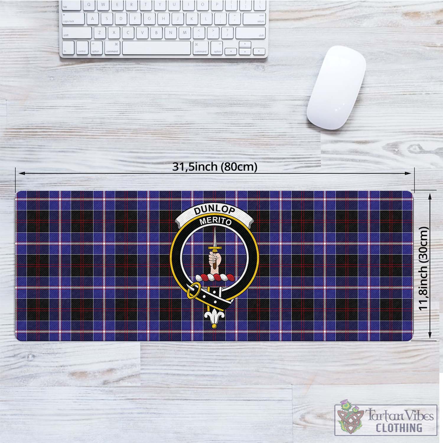 Tartan Vibes Clothing Dunlop Modern Tartan Mouse Pad with Family Crest