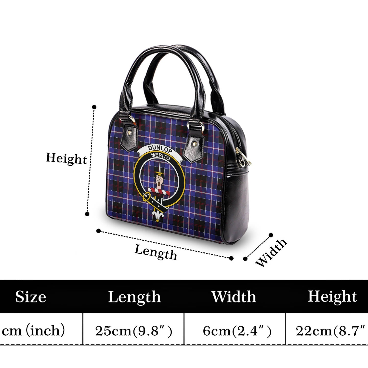 Dunlop Modern Tartan Shoulder Handbags with Family Crest - Tartanvibesclothing