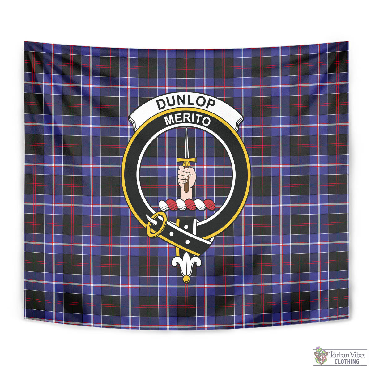 Tartan Vibes Clothing Dunlop Modern Tartan Tapestry Wall Hanging and Home Decor for Room with Family Crest