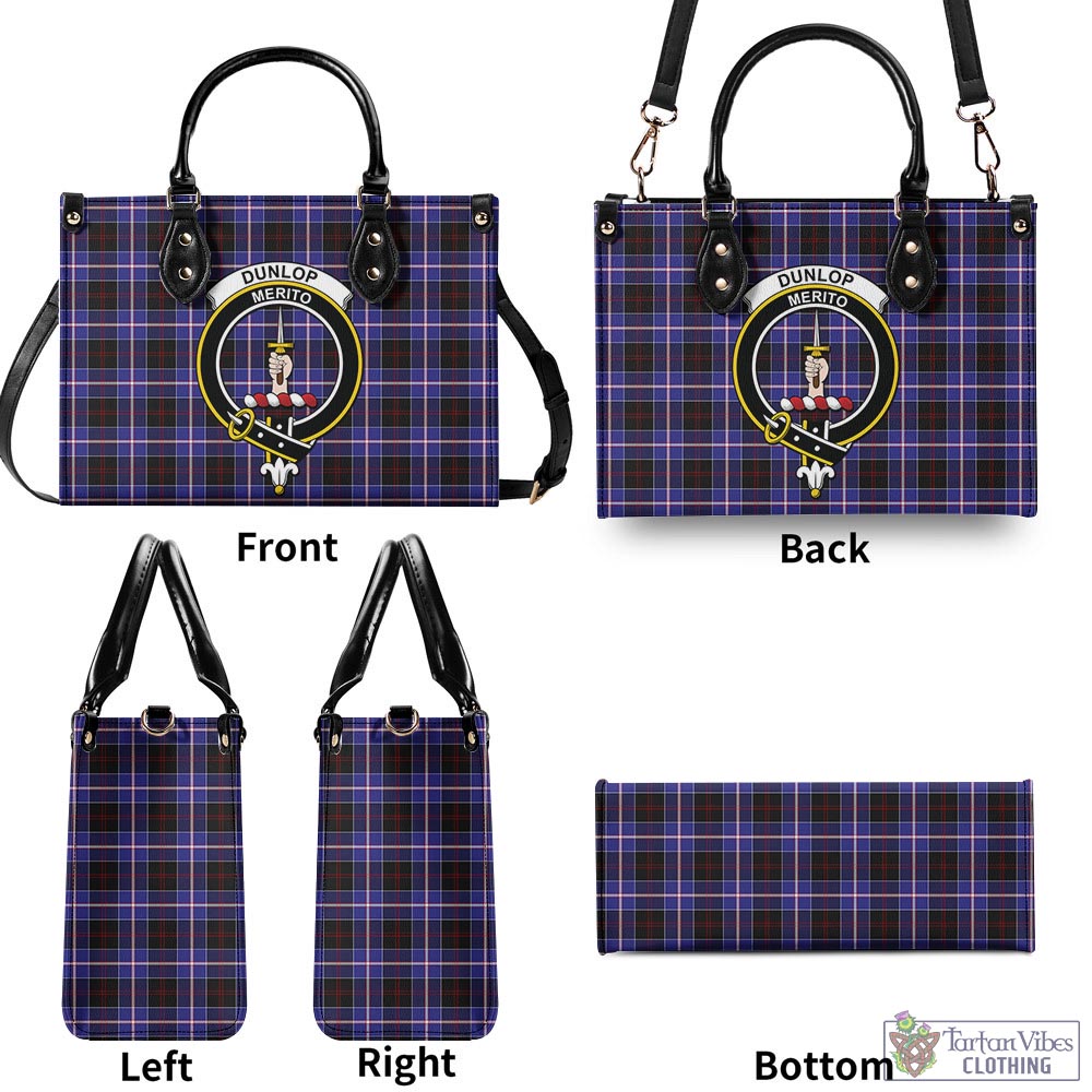 Tartan Vibes Clothing Dunlop Modern Tartan Luxury Leather Handbags with Family Crest