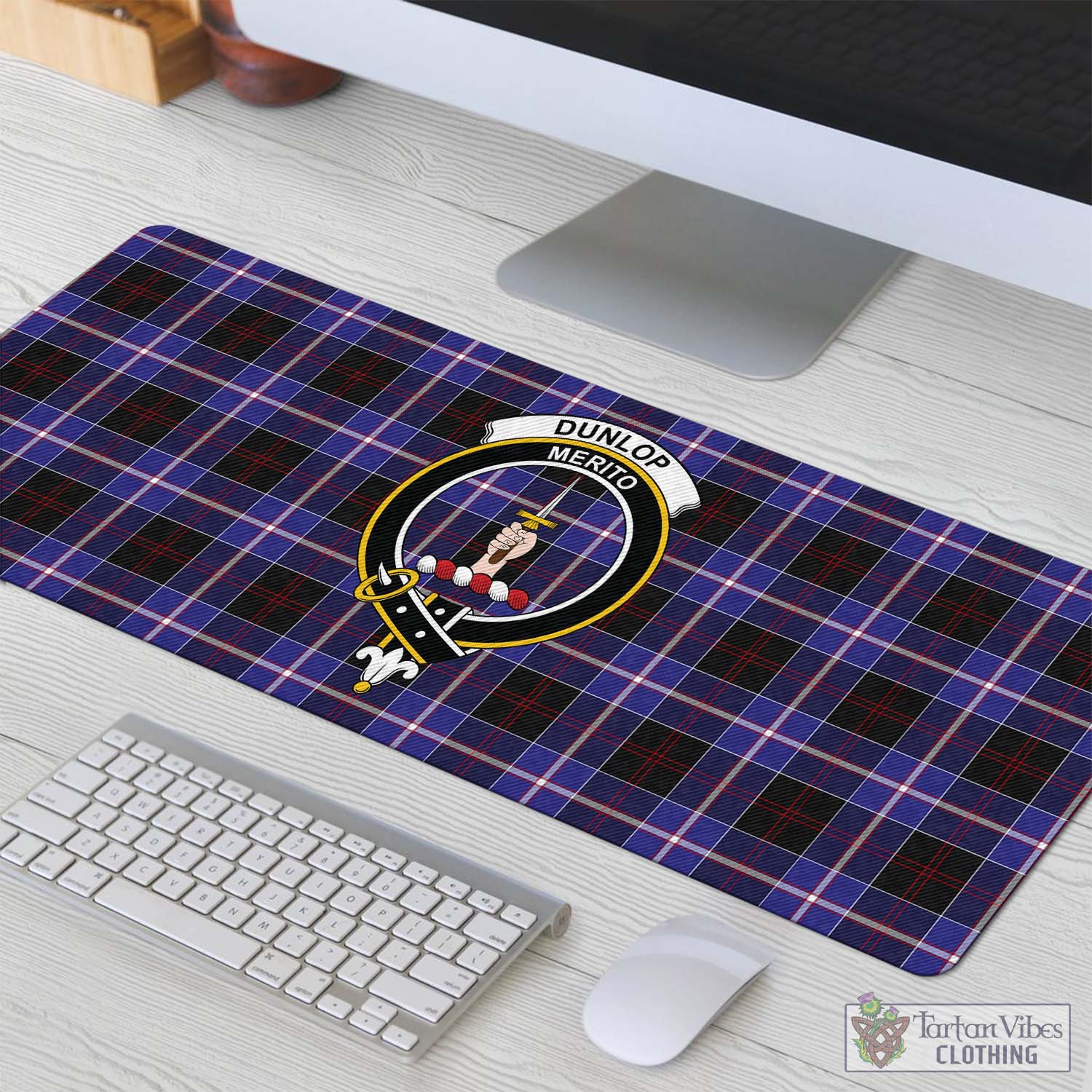 Tartan Vibes Clothing Dunlop Modern Tartan Mouse Pad with Family Crest