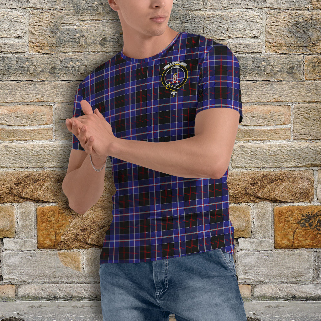 Dunlop Modern Tartan T-Shirt with Family Crest - Tartan Vibes Clothing