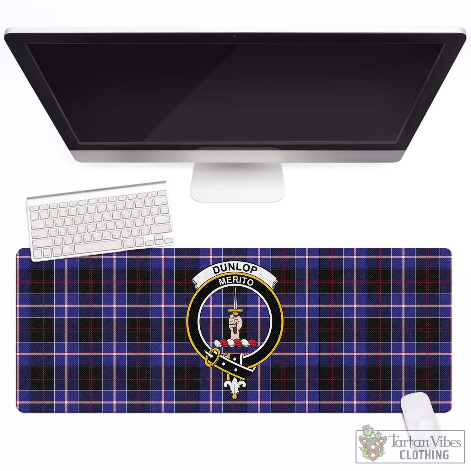 Tartan Vibes Clothing Dunlop Modern Tartan Mouse Pad with Family Crest