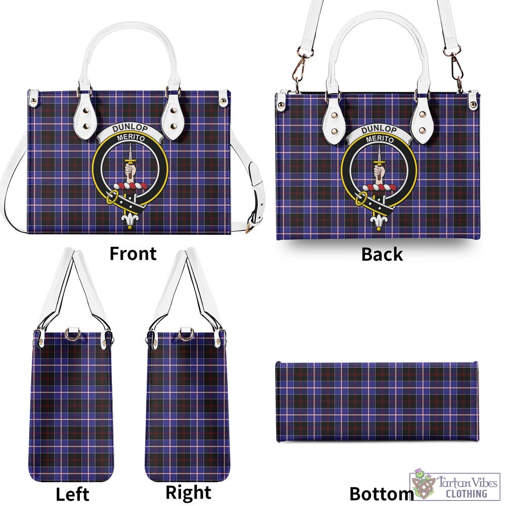 Tartan Vibes Clothing Dunlop Modern Tartan Luxury Leather Handbags with Family Crest