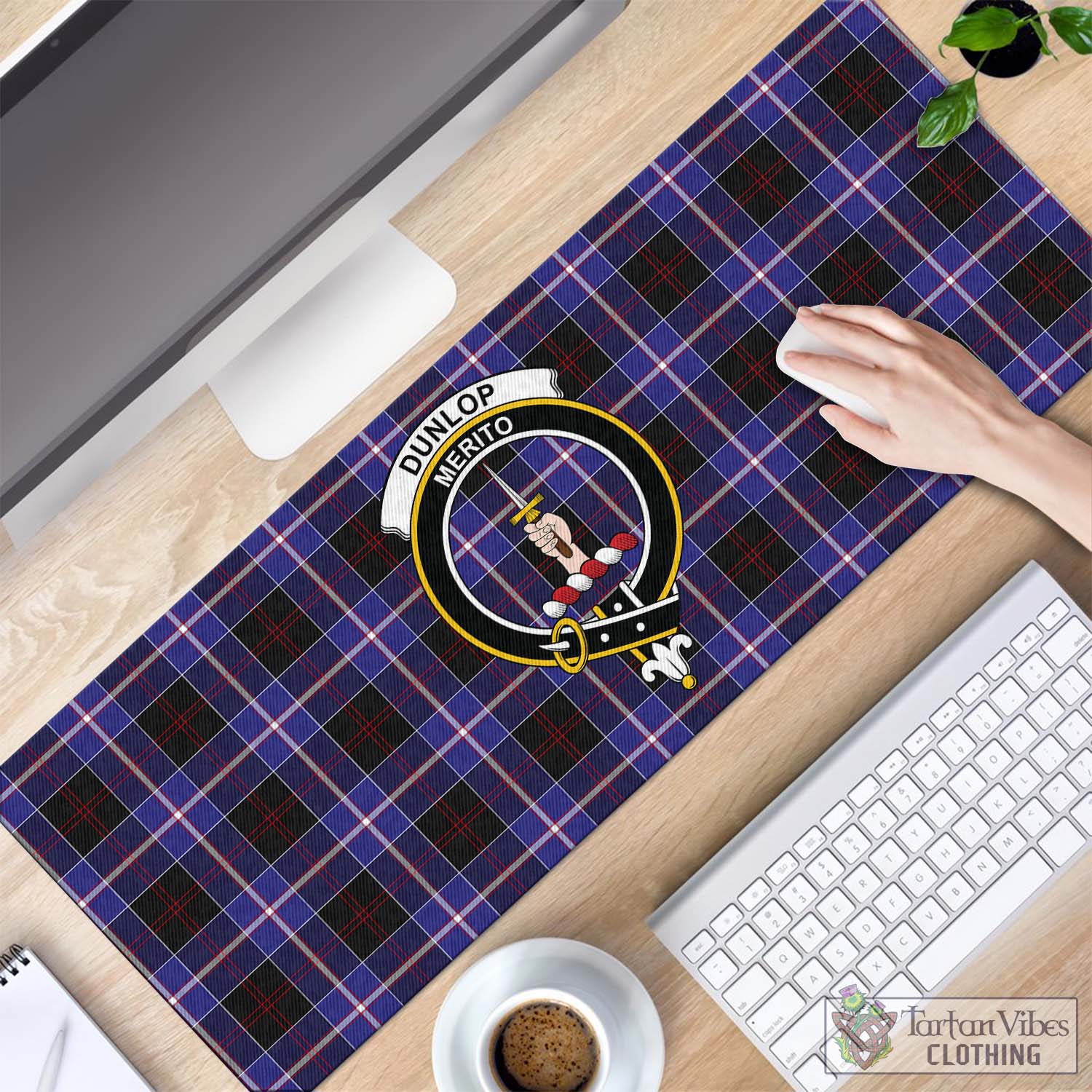 Tartan Vibes Clothing Dunlop Modern Tartan Mouse Pad with Family Crest