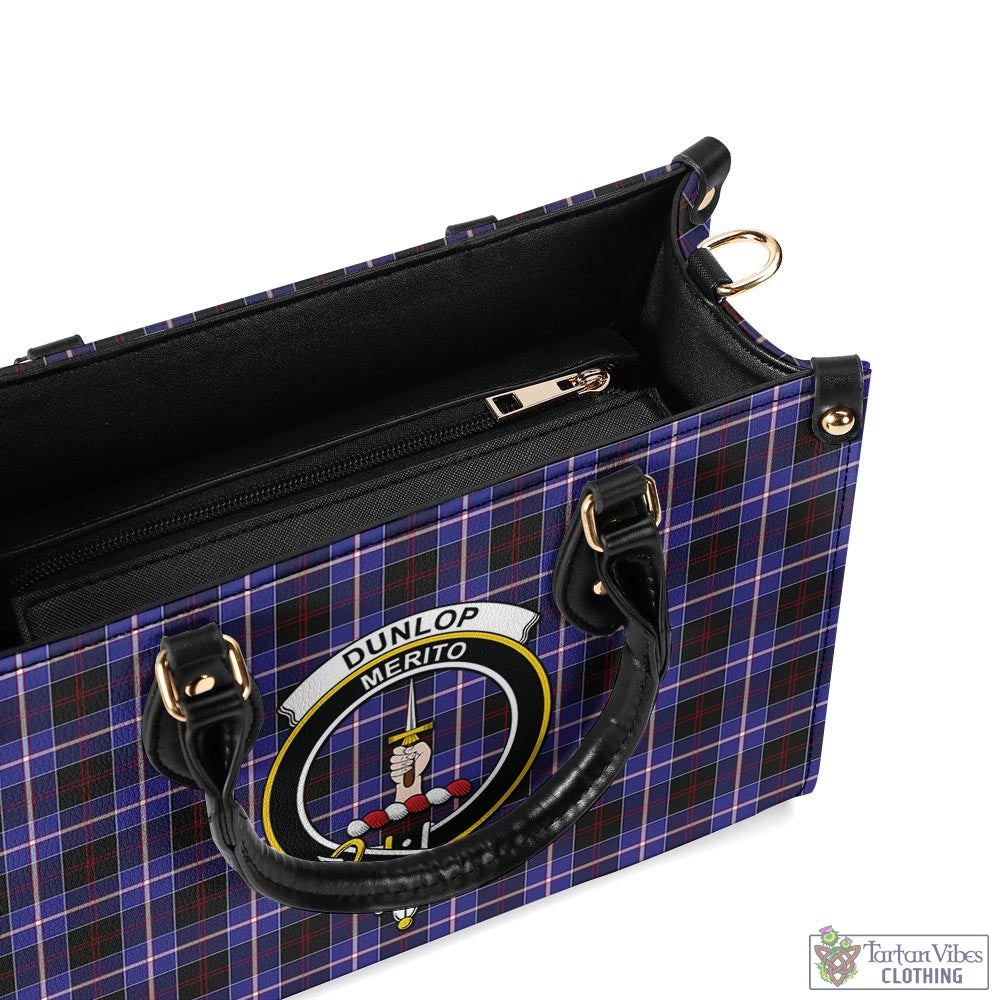 Tartan Vibes Clothing Dunlop Modern Tartan Luxury Leather Handbags with Family Crest