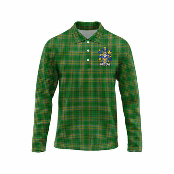 Dunn Irish Clan Tartan Long Sleeve Polo Shirt with Coat of Arms