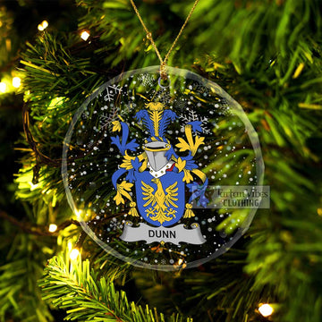 Dunn Irish Clan Christmas Glass Ornament with Coat of Arms