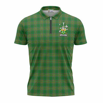 Dunphy Irish Clan Tartan Zipper Polo Shirt with Coat of Arms