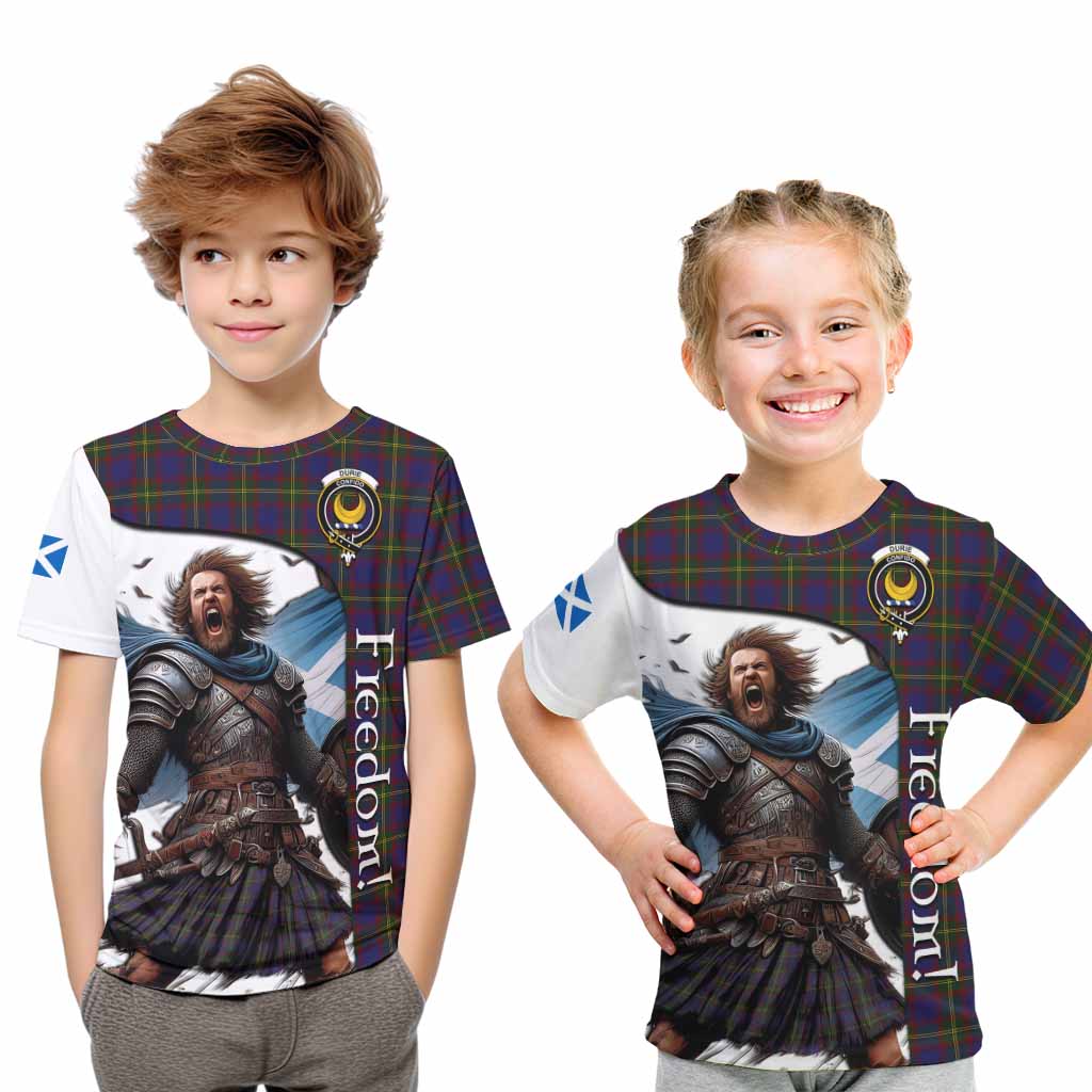 Tartan Vibes Clothing Durie Crest Tartan Kid T-Shirt Inspired by the Freedom of Scottish Warrior