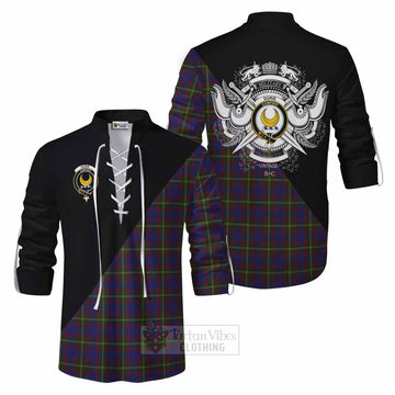 Durie Tartan Ghillie Kilt Shirt with Family Crest and Military Logo Style