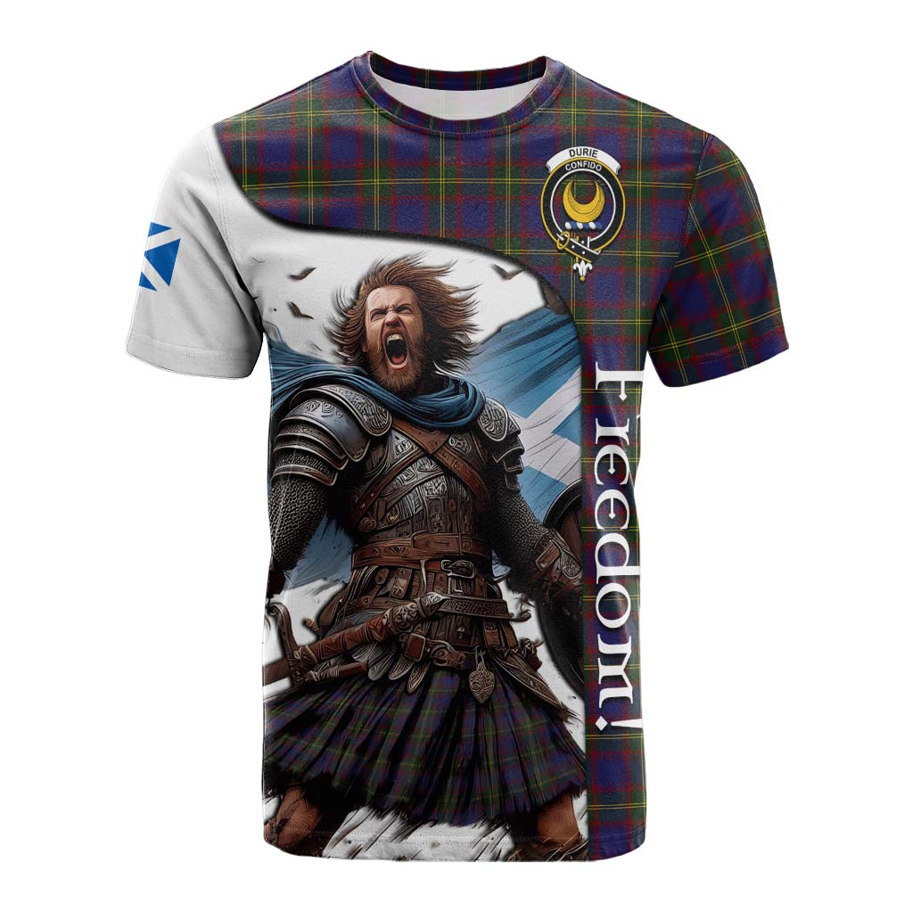 Tartan Vibes Clothing Durie Crest Tartan Cotton T-shirt Inspired by the Freedom of Scottish Warrior