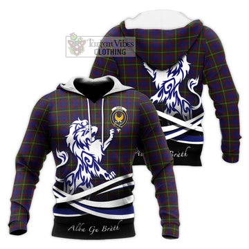 Durie Tartan Knitted Hoodie with Alba Gu Brath Regal Lion Emblem