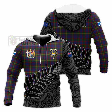 Durie Crest Tartan Knitted Hoodie with New Zealand Silver Fern Half Style