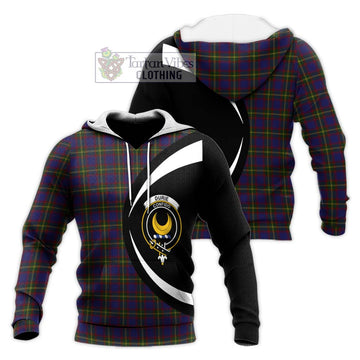 Durie Tartan Knitted Hoodie with Family Crest Circle Style