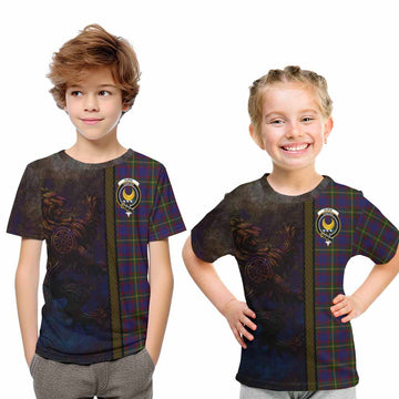 Durie Tartan Family Crest Kid T-Shirt Alba Gu Brath Be Brave Lion Ancient Style Youth XL Size14 - Tartan Vibes Clothing