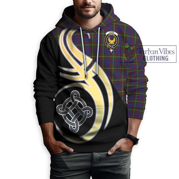 Durie Tartan Hoodie with Family Crest and Celtic Symbol Style