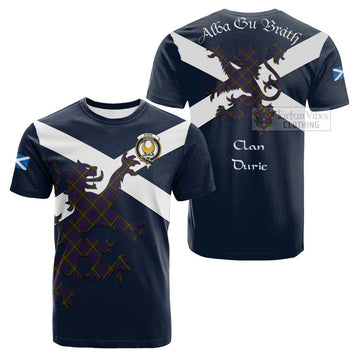 Durie Tartan Lion Rampant Cotton T-shirt Proudly Display Your Heritage with Alba Gu Brath and Clan Name