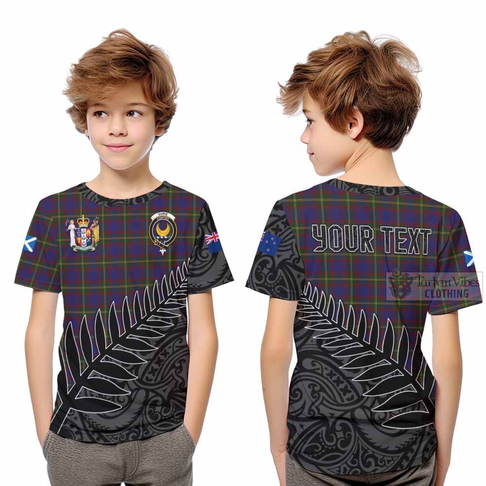 Tartan Vibes Clothing Durie Crest Tartan Kid T-Shirt with New Zealand Silver Fern Half Style