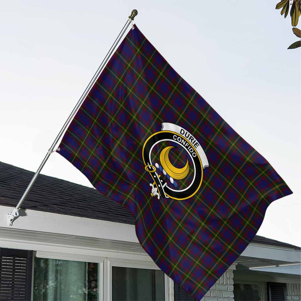 Tartan Vibes Clothing Durie Tartan House Flag with Family Crest