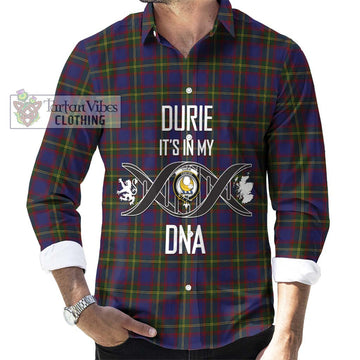 Durie Tartan Long Sleeve Button Shirt with Family Crest DNA In Me Style