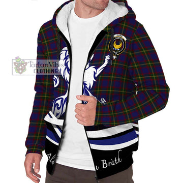 Durie Tartan Sherpa Hoodie with Alba Gu Brath Regal Lion Emblem