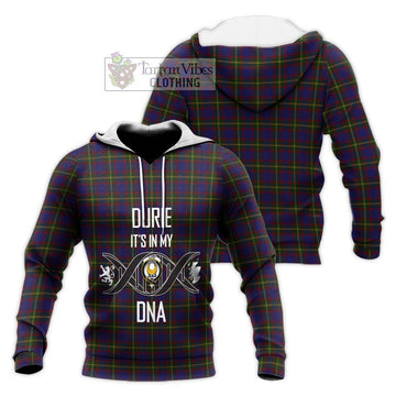 Durie Tartan Knitted Hoodie with Family Crest DNA In Me Style