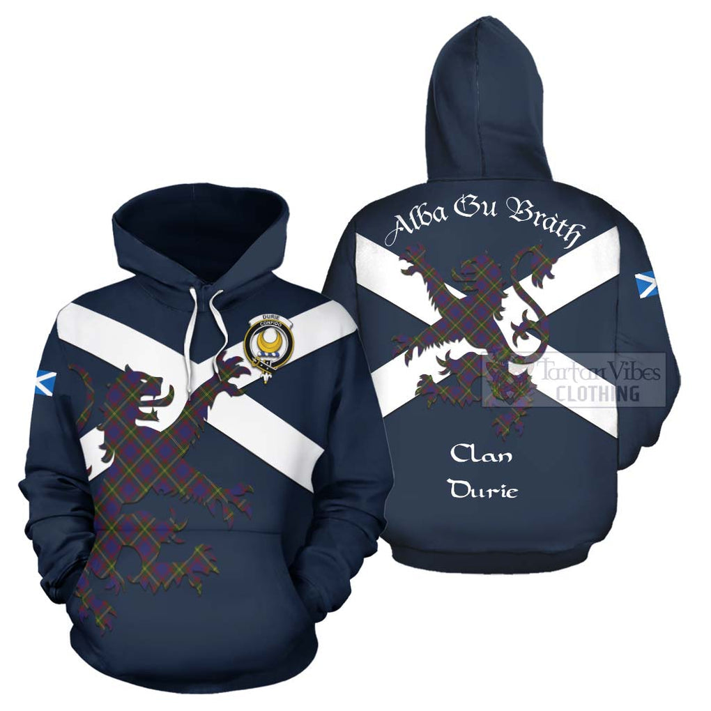 Tartan Vibes Clothing Durie Tartan Lion Rampant Hoodie – Proudly Display Your Heritage with Alba Gu Brath and Clan Name