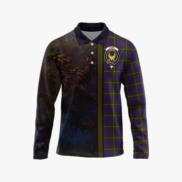 Durie Tartan Family Crest Long Sleeve Polo Shirt Alba Gu Brath Be Brave Lion Ancient Style Unisex - Tartan Vibes Clothing