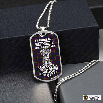 Durie Tartan Dog Tag Necklace Viking Mjolnir Style