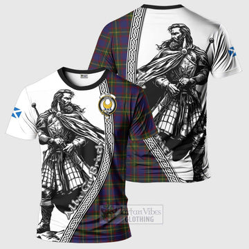 Durie Tartan Clan Crest T-Shirt with Highlander Warrior Celtic Style