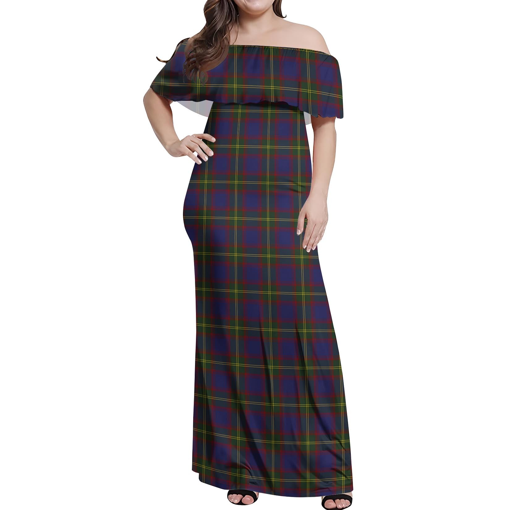 Durie Tartan Off Shoulder Long Dress Women's Dress - Tartanvibesclothing