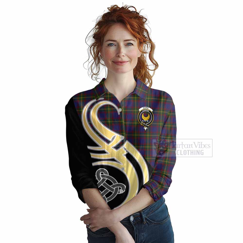 Tartan Vibes Clothing Durie Tartan Women's Casual Shirt with Family Crest and Celtic Symbol Style