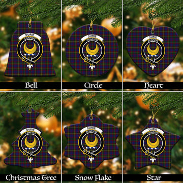 Durie Tartan Christmas Ceramic Ornaments with Family Crest